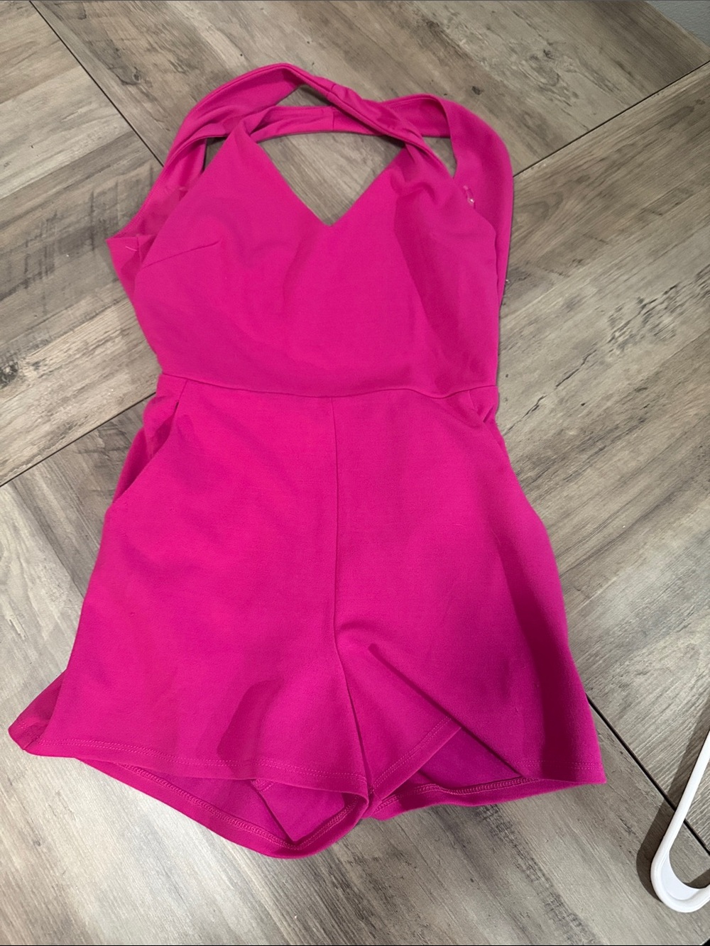 Women’s Hot Pink Crisscross Romper Shorts